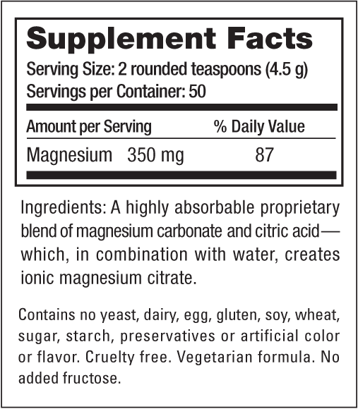 Natural Calm Magnesium Supplement Facts